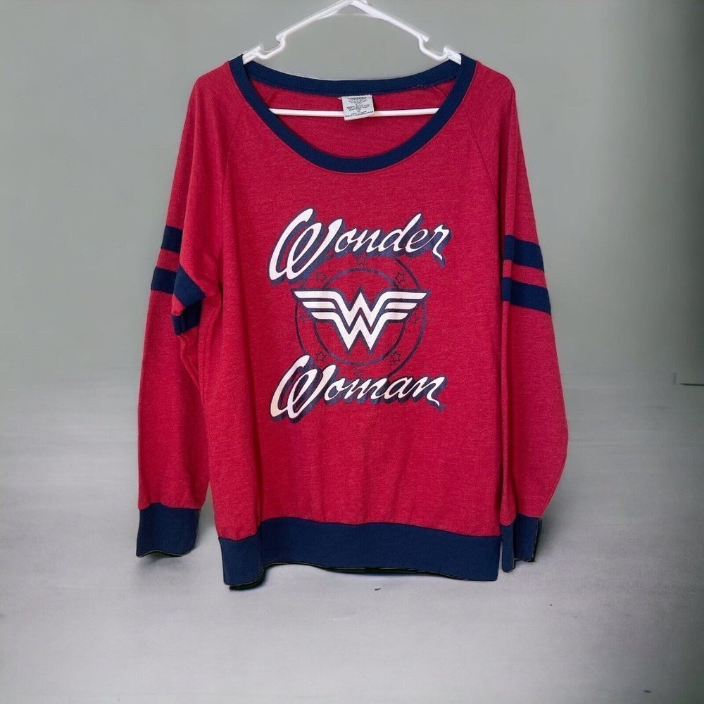 Wonder Woman Athletic Pullover Sweatshirt Comics Junior Red and Blue XL